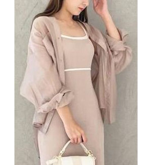 MERCURYDUO「バックスリットシアーシャツ」|シャツ・ブラウス|ベージュ