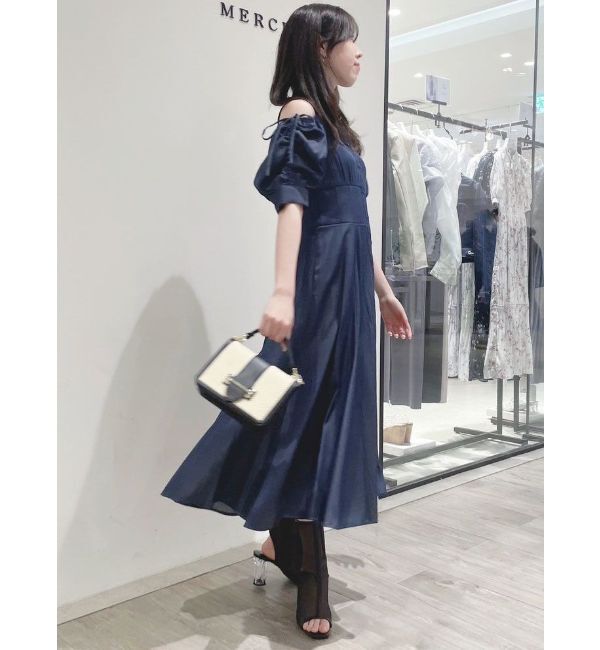 MERCURYDUO「オープンショルダーシャツワンピース」|ワンピース|