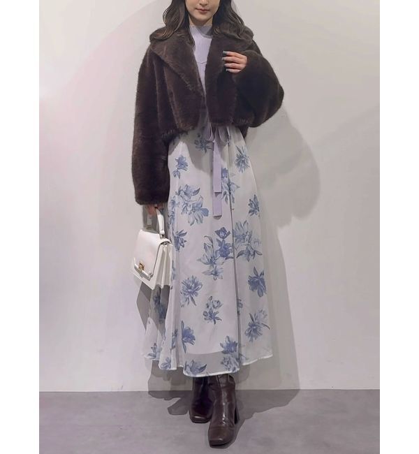 MERCURYDUO「テーラードカラーフェイクファーショートコート」|その他|