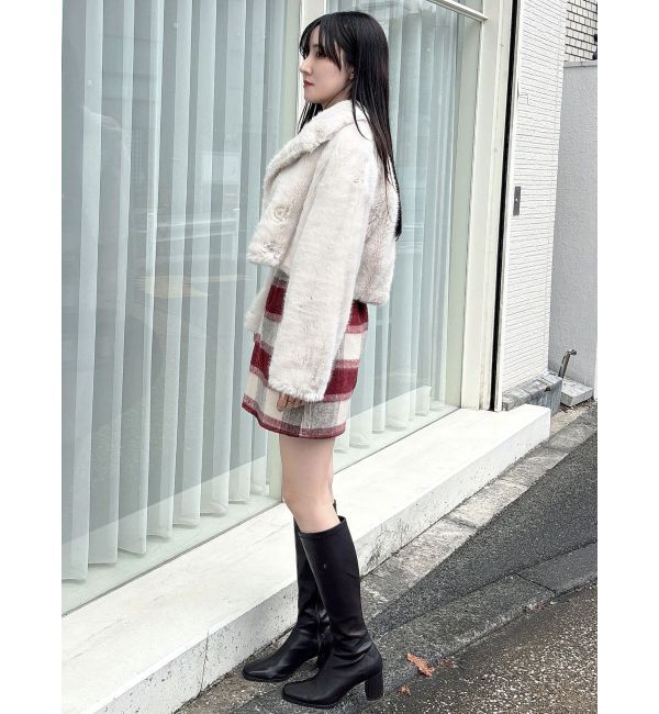 MERCURYDUO「テーラードカラーフェイクファーショートコート」|その他|