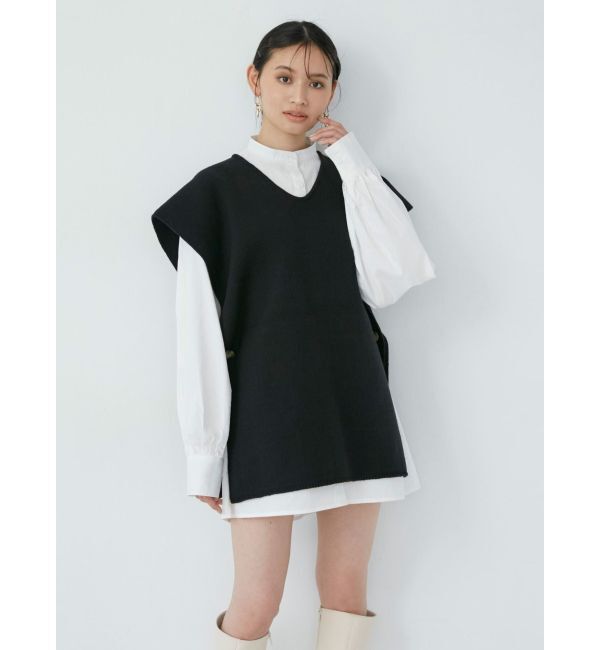 MURUA「レイヤードニットシャツワンピース」|ワンピース|