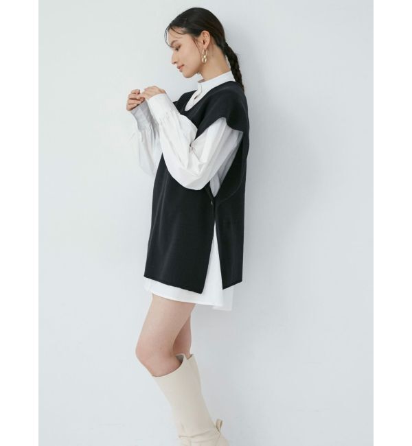 MURUA「レイヤードニットシャツワンピース」|ワンピース|