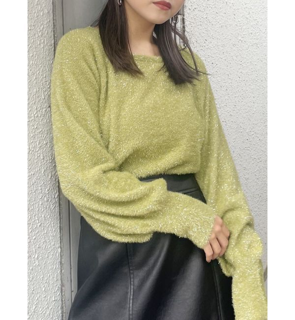 MURUA「2WAYシャイニーフェザーニット」|ニット・セーター|ライトグリーン