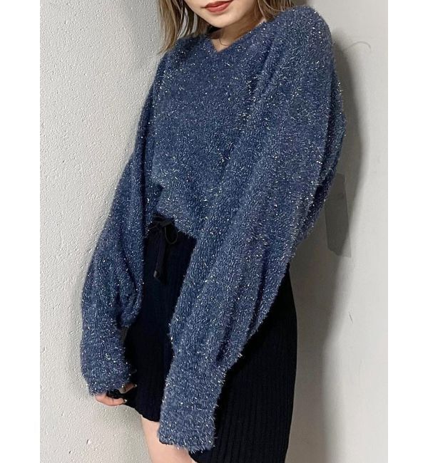 MURUA「2WAYシャイニーフェザーニット」|ニット・セーター|ブルー