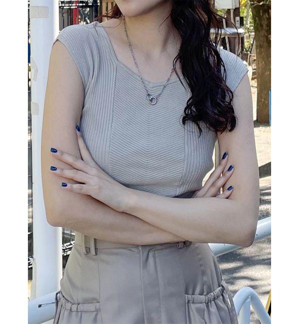 MURUA「バックオープンリブコルセットニット」|ニット・セーター|ベージュ