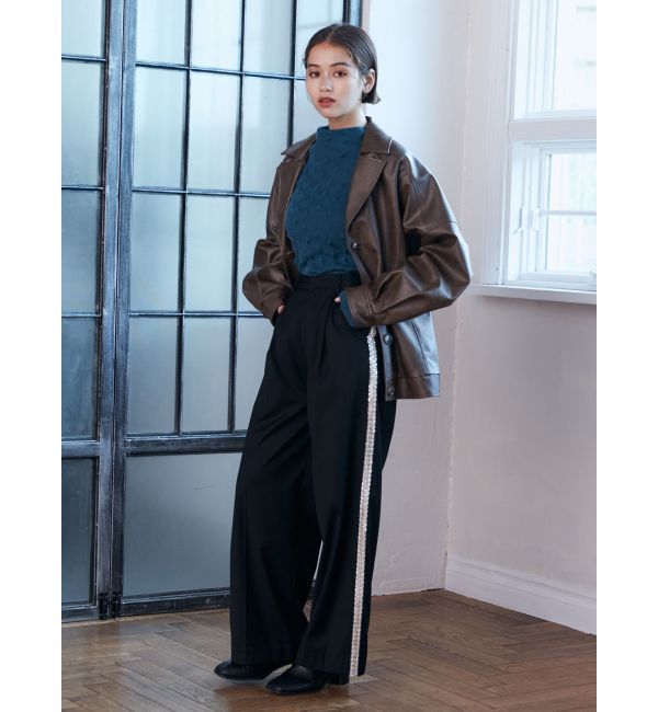 MURUA「フェイクレザーミドルジャケット」|ブルゾン・スタジャン|