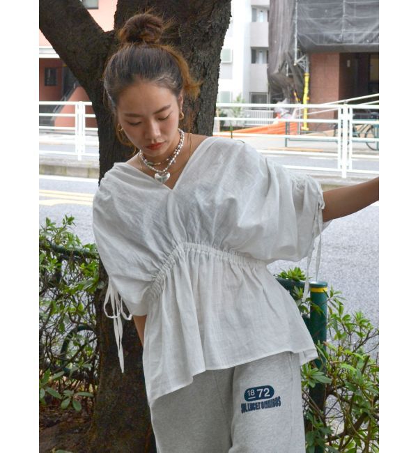 Ungrid「ショルダーギャザーノースリブラウス」|シャツ・ブラウス|オフホワイト