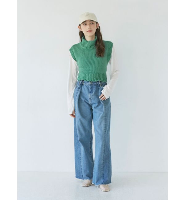 Ungrid「ウエストタックデザインリメイクデニム」|デニム|