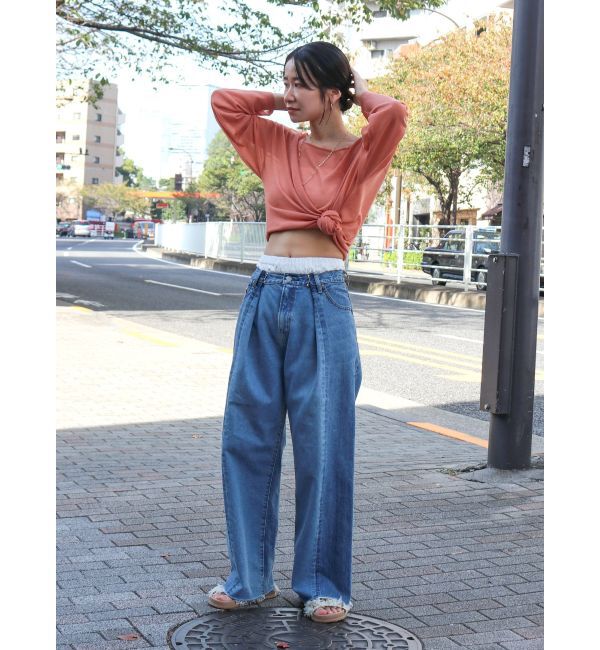 Ungrid「ウエストタックデザインリメイクデニム」|デニム|