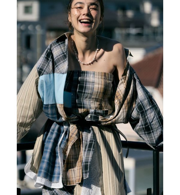 Ungrid「リメイクチェックベアトップ」|チューブトップ|