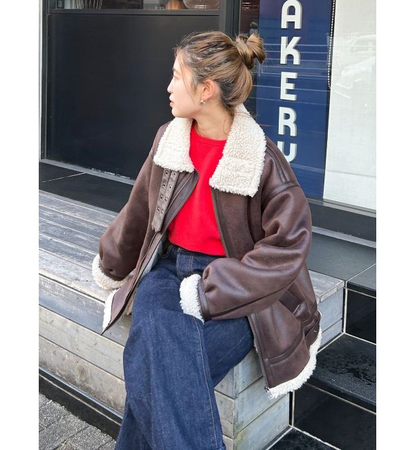 Ungrid「フェイクムートンボアブルゾン」|ブルゾン・スタジャン|