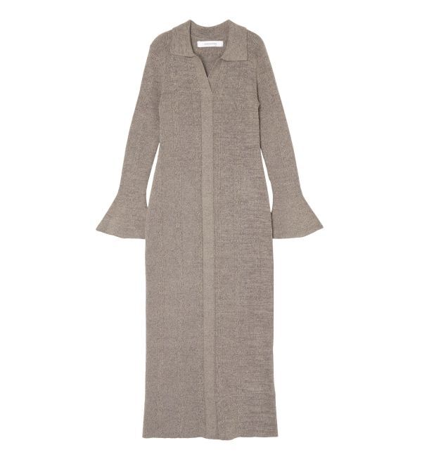 LAGUNAMOON「メランジフレアカフニットワンピース」|ワンピース|グレー