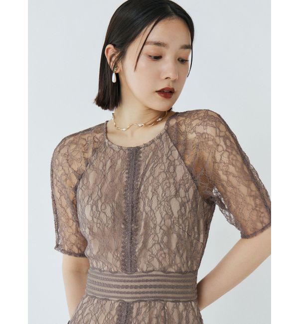 LAGUNAMOON「【復刻】LADYショルダーギャザーレースマキシワンピース」|ワンピース|