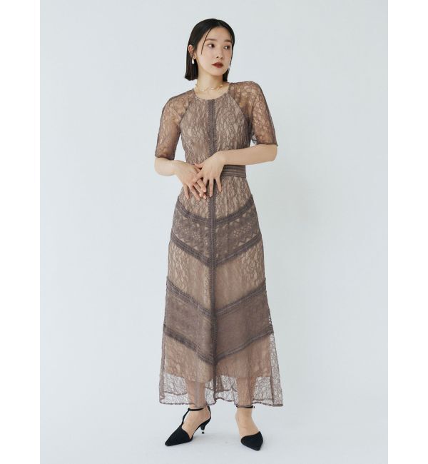 LAGUNAMOON「【復刻】LADYショルダーギャザーレースマキシワンピース」|ワンピース|