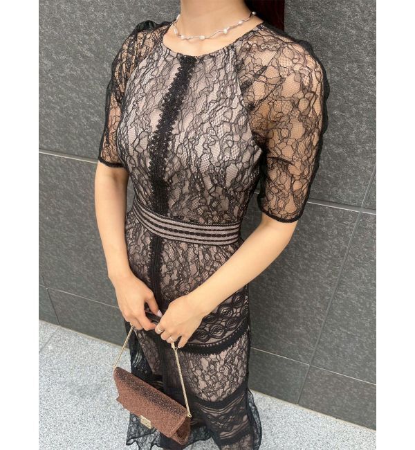 LAGUNAMOON「【復刻】LADYショルダーギャザーレースマキシワンピース」|ワンピース|