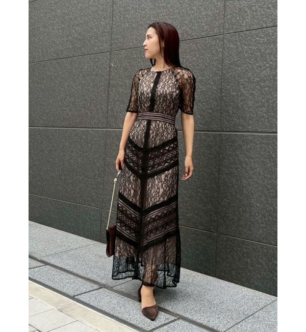 LAGUNAMOON「【復刻】LADYショルダーギャザーレースマキシワンピース」|ワンピース|