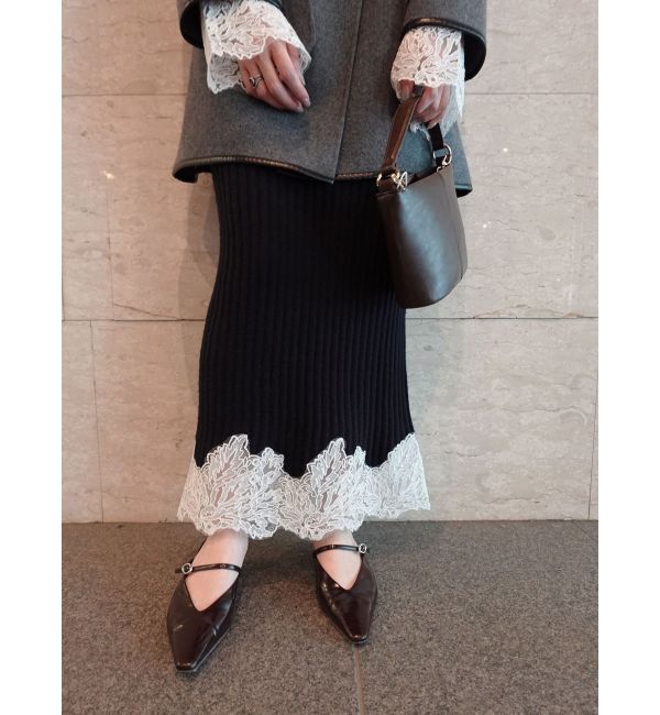 LAGUNAMOON「レースドッキングリブニットワンピース」|ワンピース|