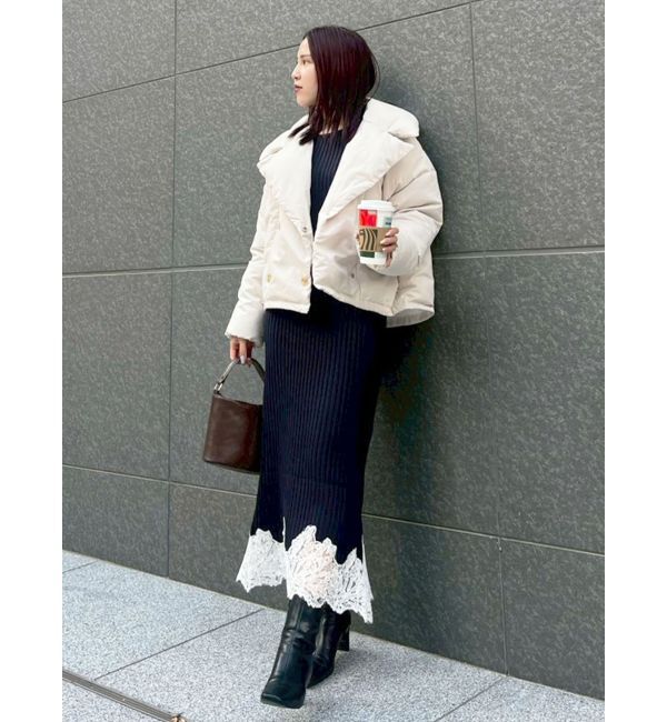 LAGUNAMOON「レースドッキングリブニットワンピース」|ワンピース|