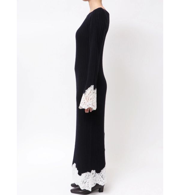 LAGUNAMOON「レースドッキングリブニットワンピース」|ワンピース|