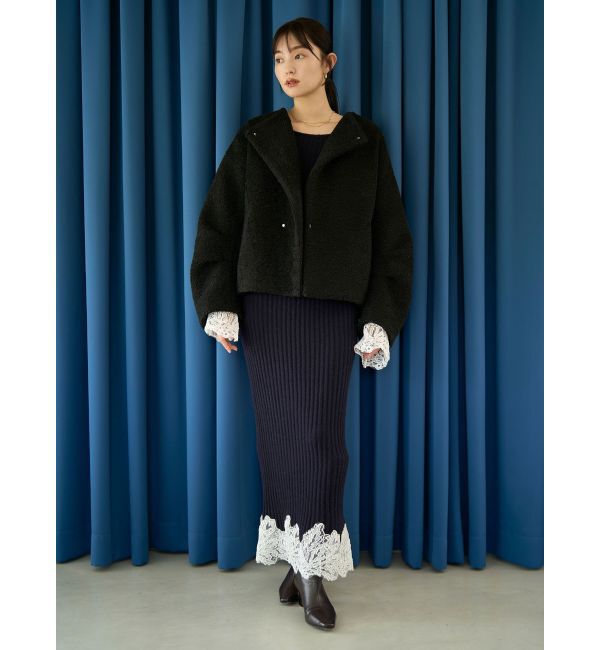 LAGUNAMOON「レースドッキングリブニットワンピース」|ワンピース|