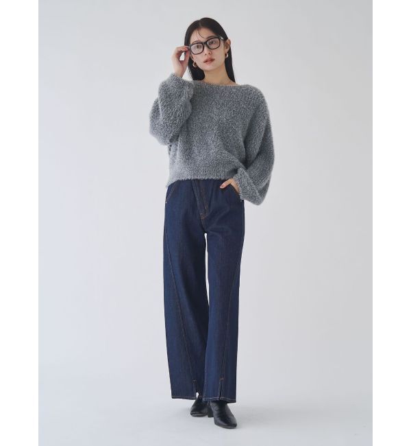 LAGUNAMOON「バックデザインファーラメニットプルオーバー」|ニット・セーター|