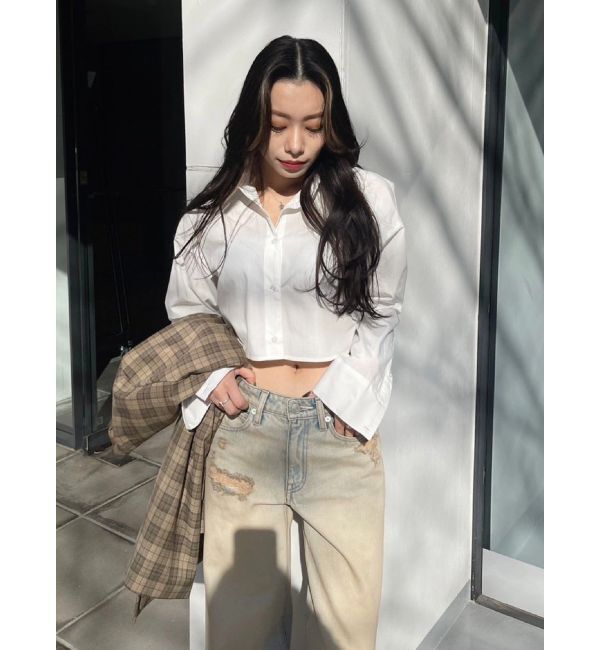 EVRIS「BASICクロップドカラーシャツ」|シャツ・ブラウス|