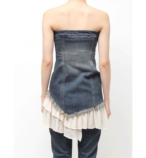 EVRIS「フリルドッキングデニムベアミニワンピース」|ワンピース|