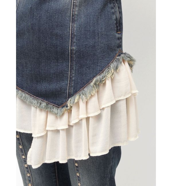 EVRIS「フリルドッキングデニムベアミニワンピース」|ワンピース|