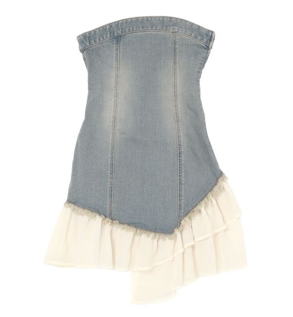 EVRIS「フリルドッキングデニムベアミニワンピース」|ワンピース|