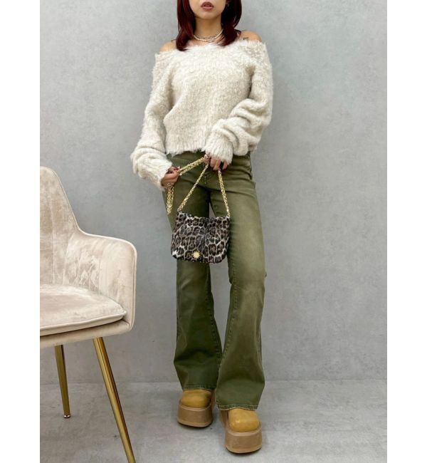 EVRIS「カラーヴィンテージライクストレッチフレアデニムパンツ」|デニム|