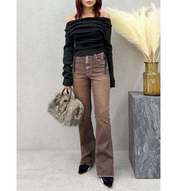 EVRIS「カラーヴィンテージライクストレッチフレアデニムパンツ」|デニム|