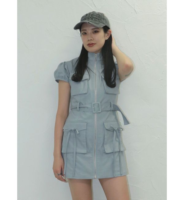 jouetie「ミリタリーZIPミニワンピース」|ワンピース|ブルー