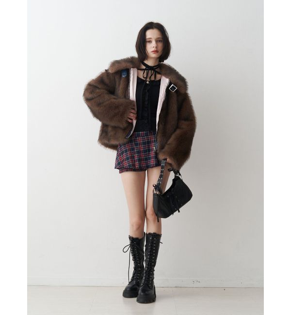 jouetie「【WEB限定】ベルトミドルファーコート」|ブルゾン・スタジャン|