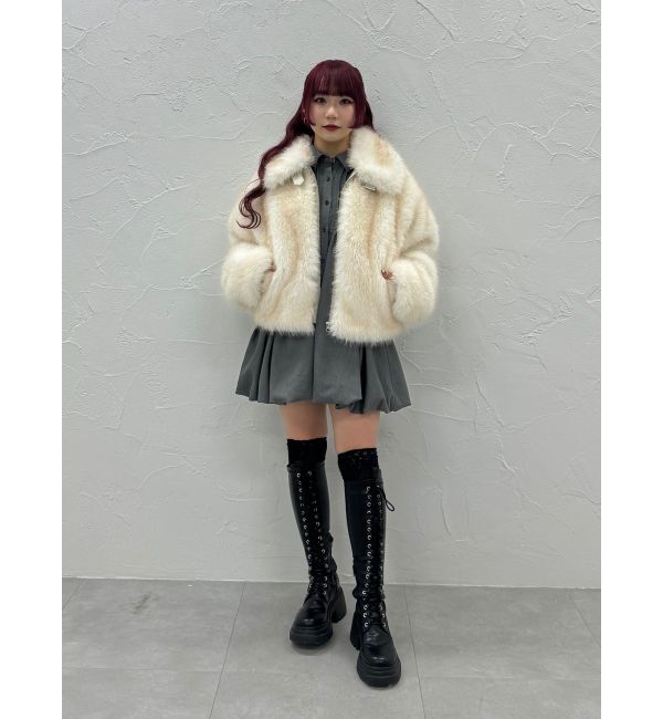 jouetie「【WEB限定】ベルトミドルファーコート」|ブルゾン・スタジャン|