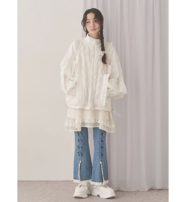 merry jenny「ribbonスリムフレアデニムパンツ」|デニム|