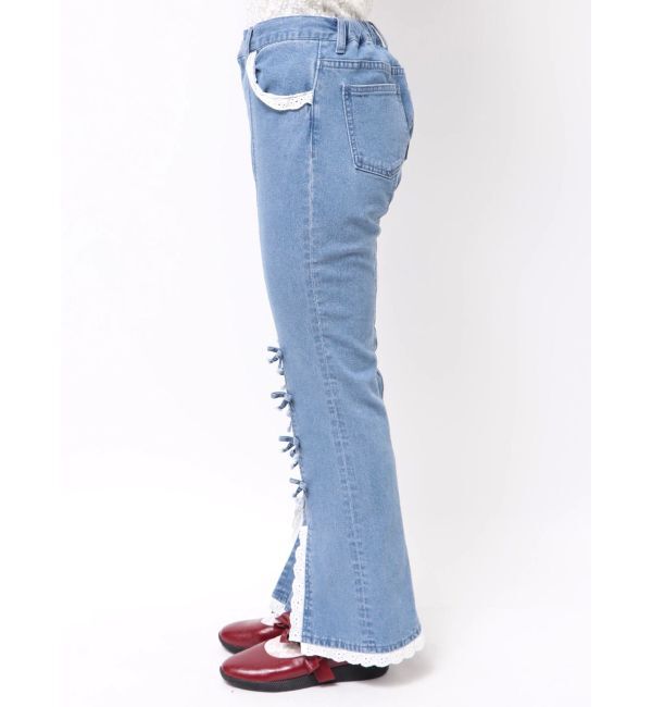 merry jenny「ribbonスリムフレアデニムパンツ」|デニム|