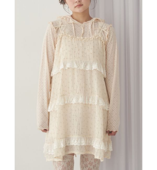 merry jenny「フードレースtops」|Tシャツ・カットソー|ピンク