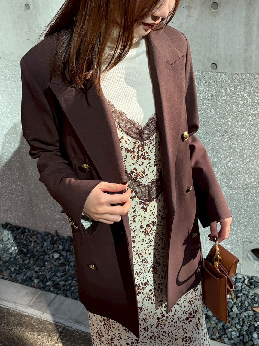 Mila Owen「金釦ダブルブレストロングブレザー」|テーラードジャケット|