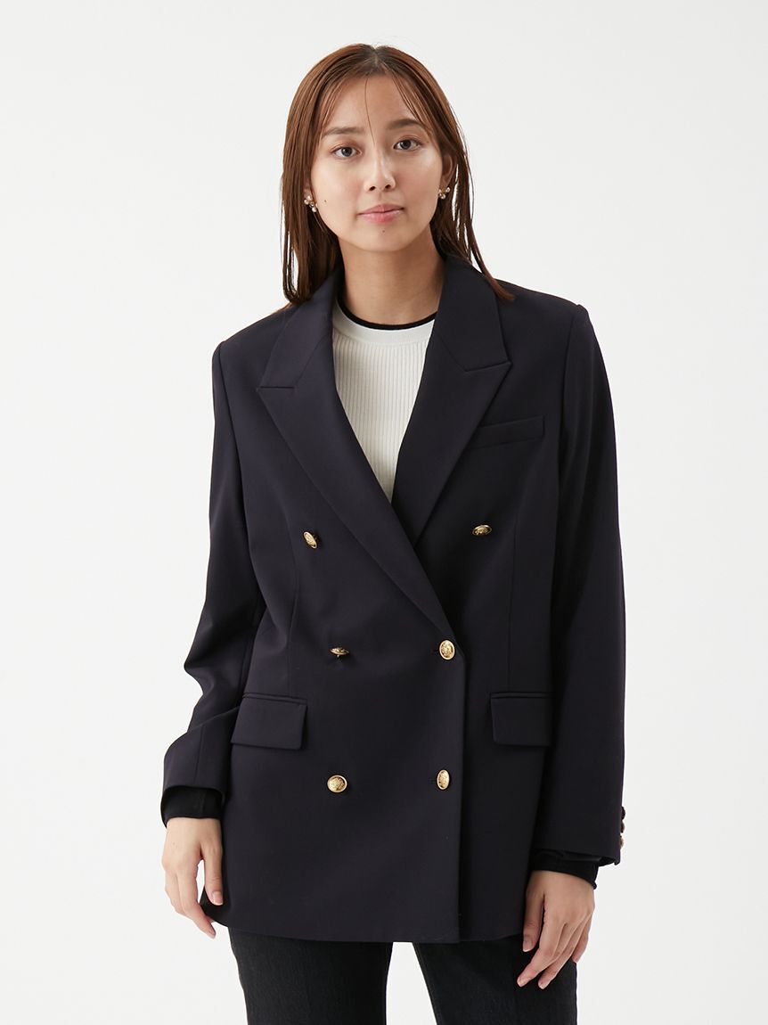 Mila Owen「金釦ダブルブレストロングブレザー」|テーラードジャケット|