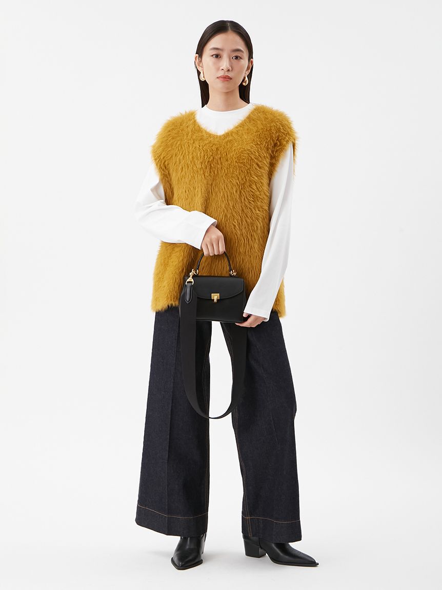 Mila Owen「Vネックシャギーニットベスト」|ニット・セーター|