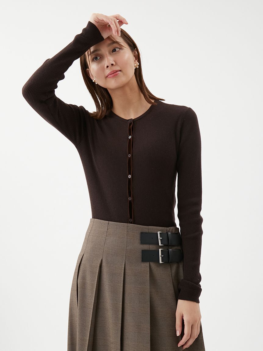 Mila Owen「ベロアリブニットカーディガン」|ニット・セーター|