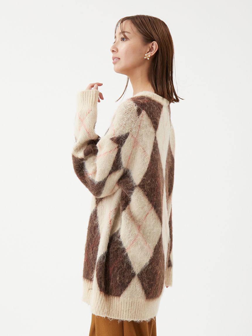 Mila Owen「アルパカ混アーガイルミニニットワンピース」|ワンピース|