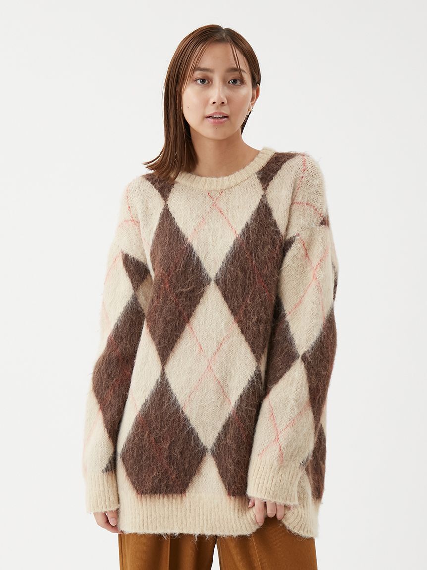 Mila Owen「アルパカ混アーガイルミニニットワンピース」|ワンピース|BRW