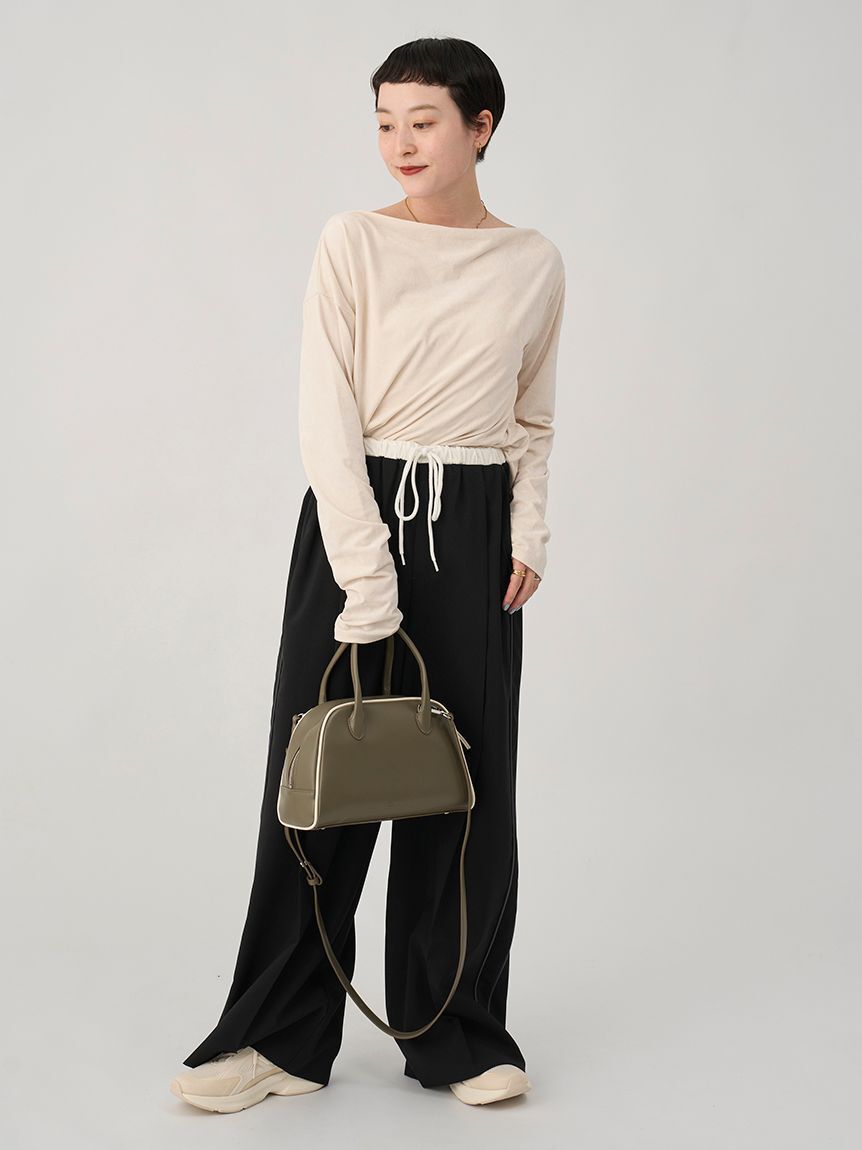 emmi atelier「フェイクレザーパイピングボストンバッグ」|ボストンバッグ|