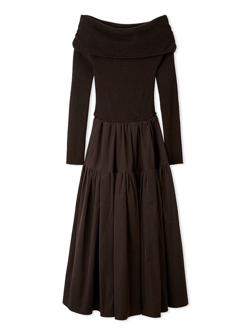 emmi atelier「オフショルニットドッキングワンピース」|ワンピース|
