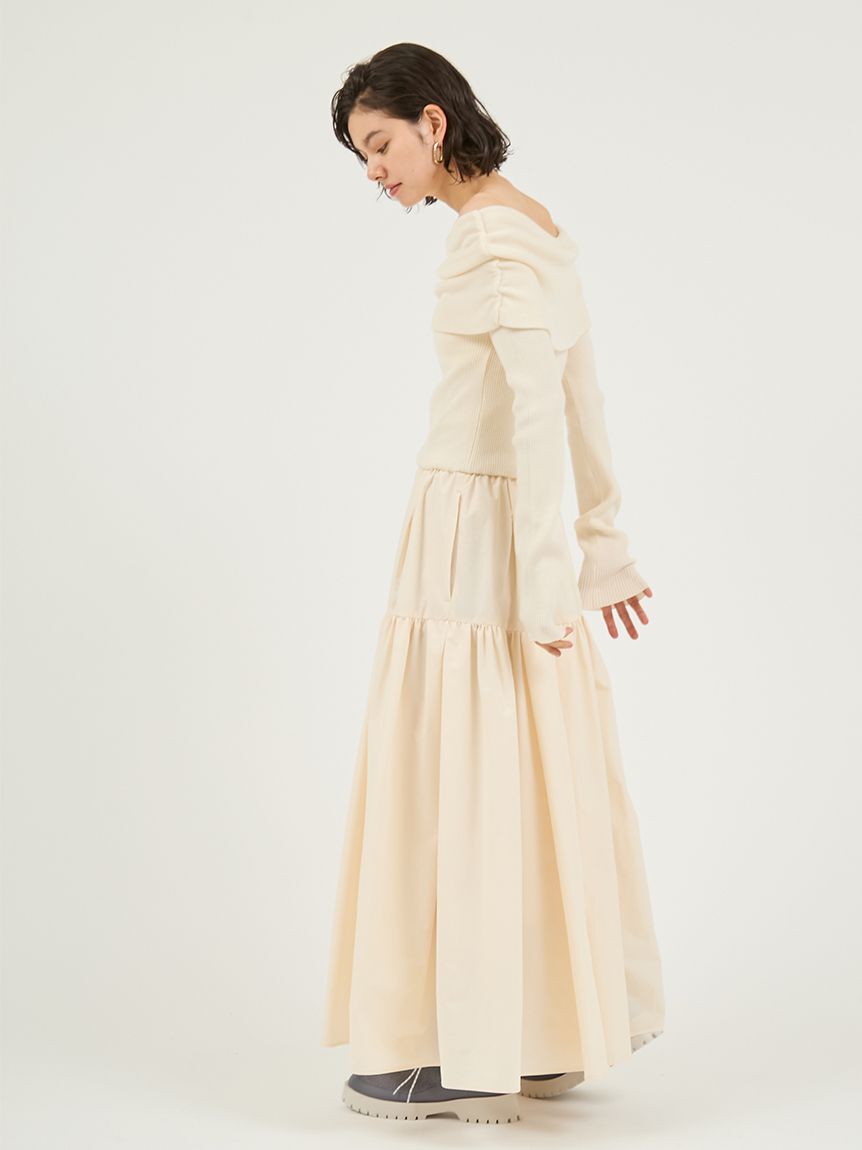 emmi atelier「オフショルニットドッキングワンピース」|ワンピース|