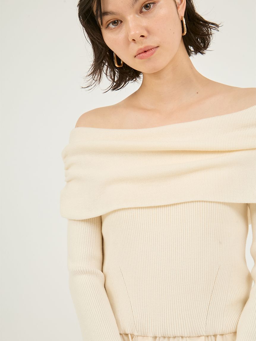emmi atelier「オフショルニットドッキングワンピース」|ワンピース|