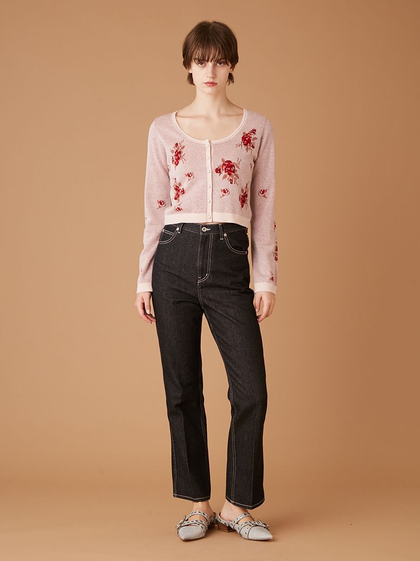 FURFUR「リボンステッチセミフレアデニムパンツ」|デニム|