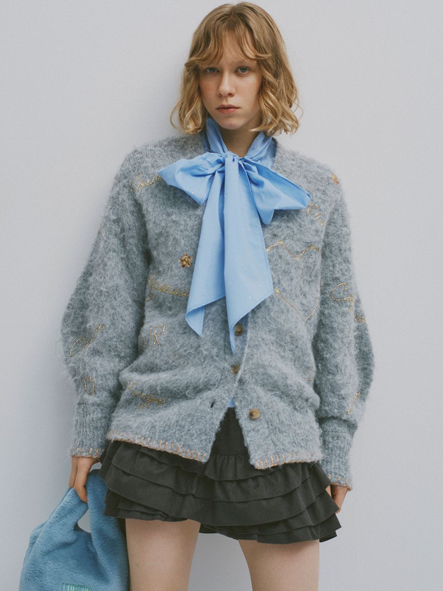 FURFUR「ビジュー付きボウタイブラウス」|シャツ・ブラウス|