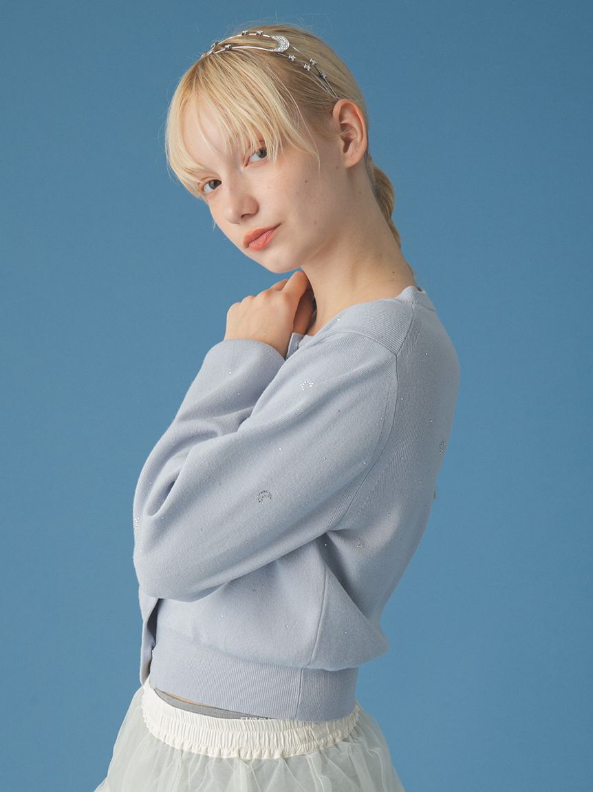 FURFUR「Twilightラインストーンクルーネックカーディガン」|カーディガン|